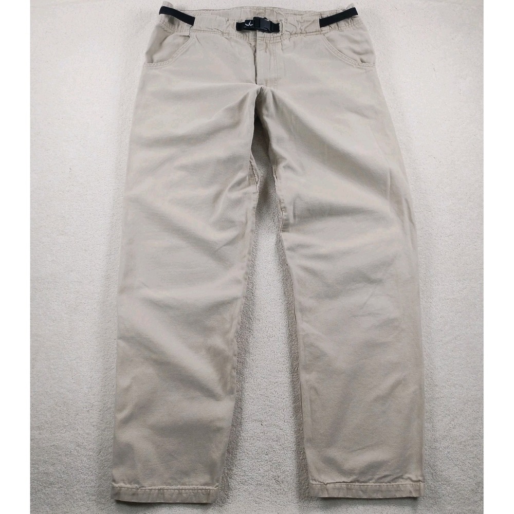 Vtg Prana Pants Men's XL Beige  Belted Relaxed Hiking Gorpcore Made USA 36x33